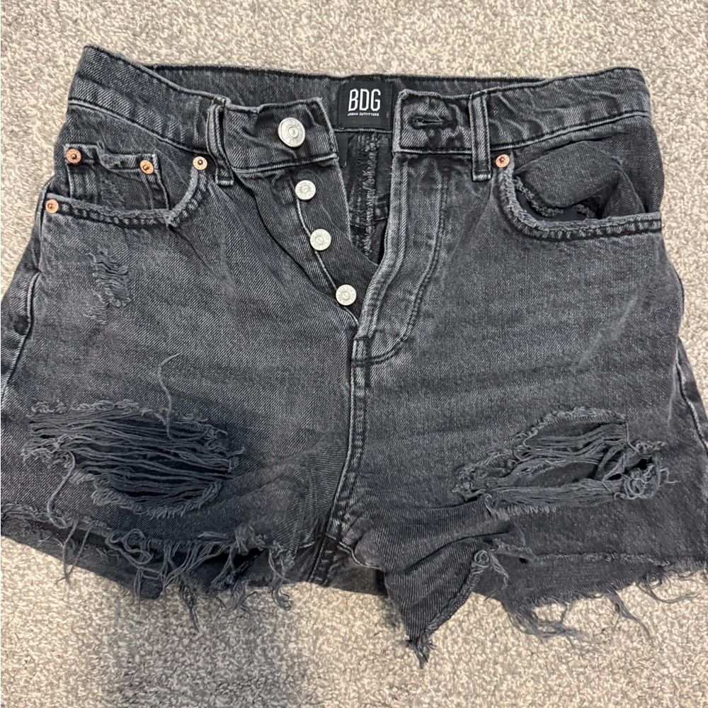BDG Women's Charcoal Distressed Jean Shorts
